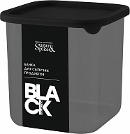 Банка для сыпучих продуктов Sugar&Spice коллекция BLACK, гибкая крышка, 0,8л, квадратный, 105х105х105 (SE168410)