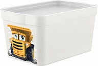 Детский ящик Plast Team коллекция Грузовички, с крышкой, soft-touch, 2,3л, 211х141х110 (PT5501)