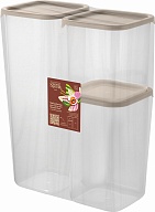 Набор банок для сыпучих продуктов Sugar&Spice Ваниль (0,8л + 1,2л + 1,9л) с гибкой крышкой