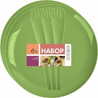 Набор тарелок Plast Team, +вилки, 3 шт., 200х200х40 (PT1049)
